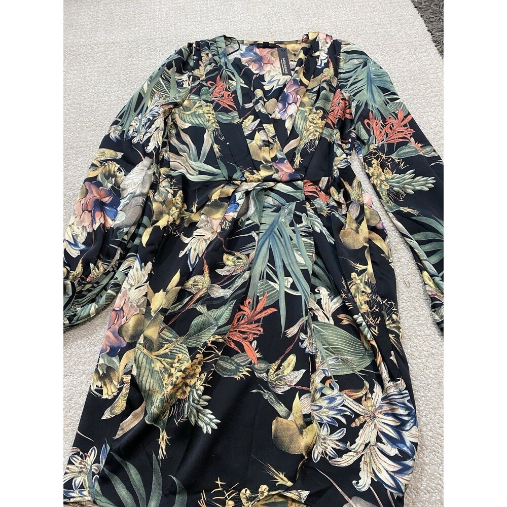 Miss Avenue Long Sleeve Black Floral Printed High Low Dress Size Medium Romantic - Picture 15 of 15
